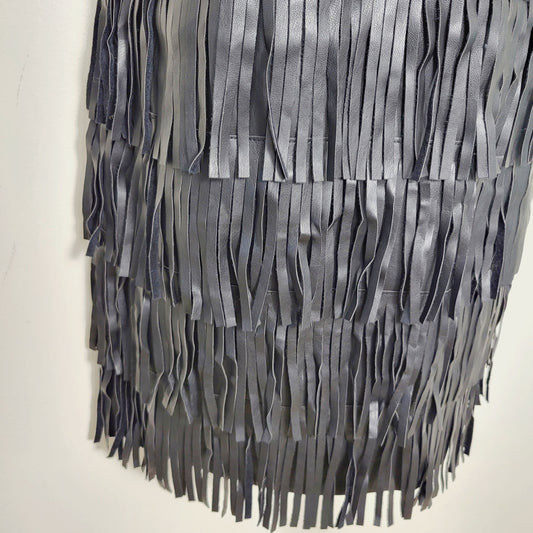 AMLE1 - Guess black faux leather fringe dress. Approx size small