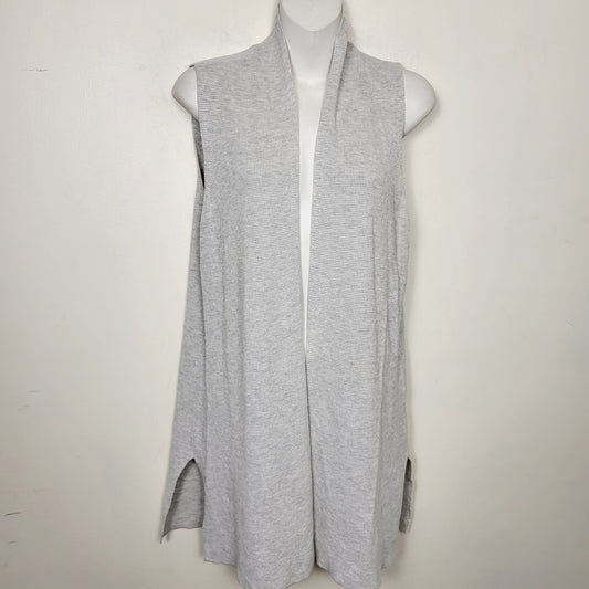 AMLE1 - Crys grey waffle knit long vest. Size medium