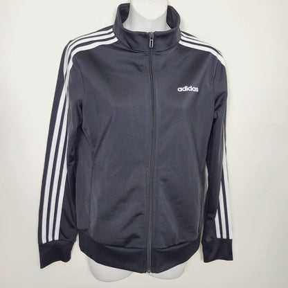 AMLE1 - Adidas black zip up track jacket. Size small