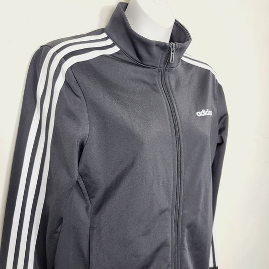 AMLE1 - Adidas black zip up track jacket. Size small