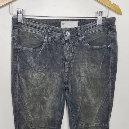 AMLE1 - Free People grey-green crushed velvet pants. Size 27