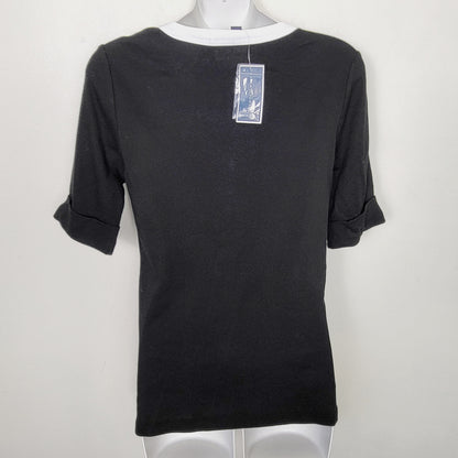 AMLE - NEW - Karen Scott black and white short sleeve knit top. Size small