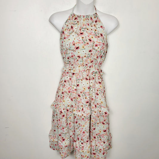 AMLE1 - Monteau mint green floral print sleeveless dress. Size XS