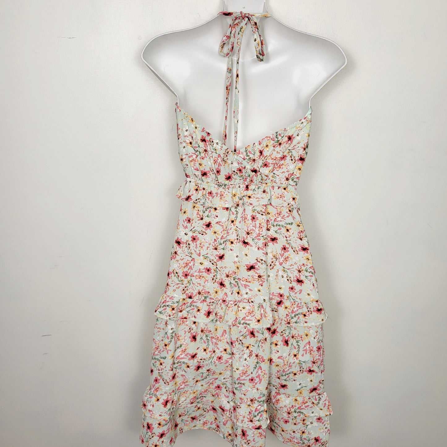 AMLE1 - Monteau mint green floral print sleeveless dress. Size XS