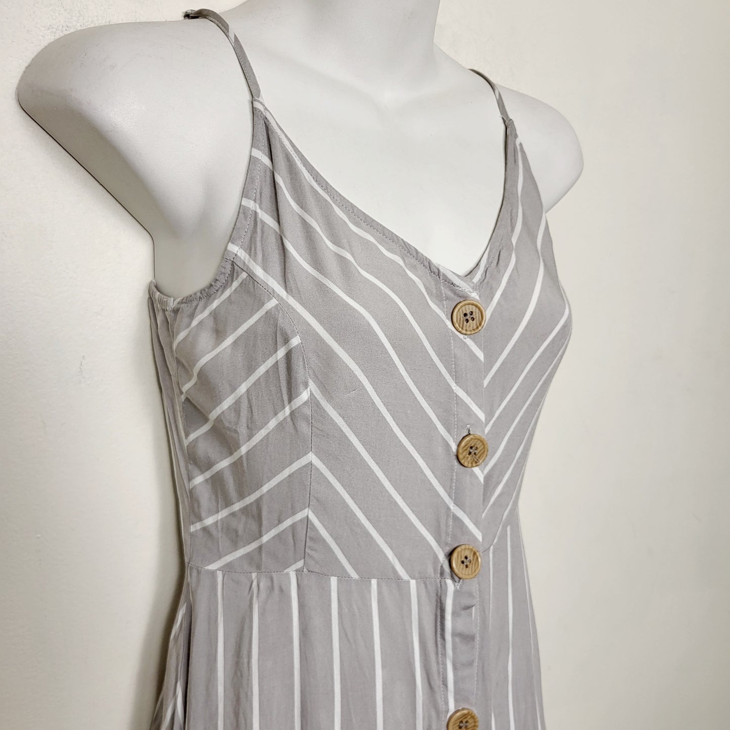 AMLE1 - Ardene grey and white striped sleeveless dress. Size XS