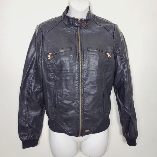 AMLE - Guess black faux leather motorcycle jacket. Size small