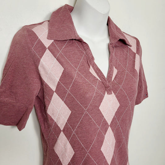 AMLE - Tommy Hilfiger pink aryle print collared t-shirt. Size XS