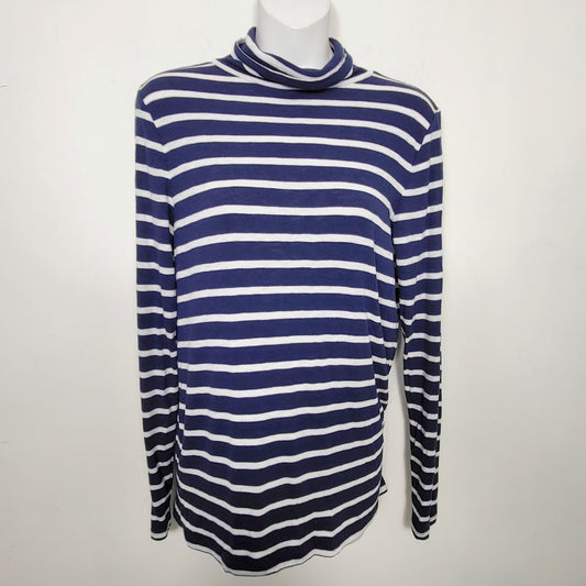 BBIN1 - Aerie navy striped "Real Soft" rib knit turtleneck. Size large