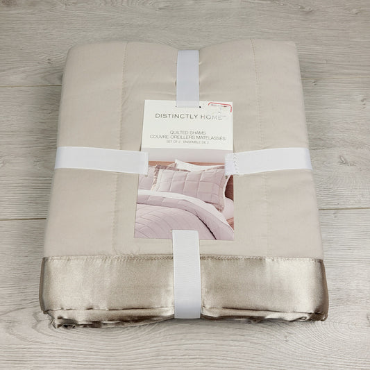 BBIN1 - NEW - Distinctly Home 2-pack pillow shams - taupe colour