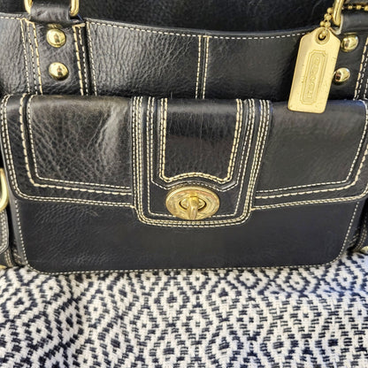 JKZ1 - Coach black Hamptons Miranda Satchel Tote
