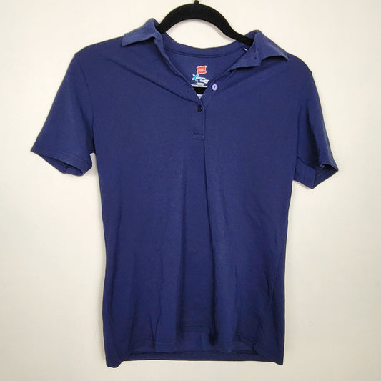 DZAV2 - Hanes navy polo shirt. Ladies size small