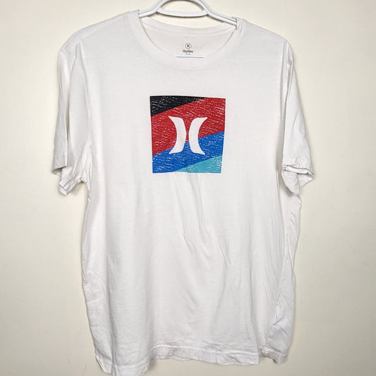 DZAV2 - Hurley white logo t-shirt. Men's size medium