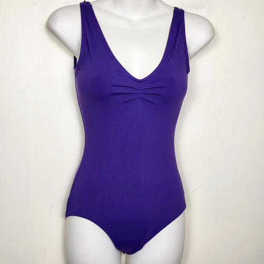 DZAV2 - Capezio purple v-neck camisole dance bodysuit. Size medium