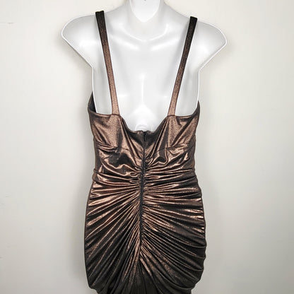 JKZ1 - Betsy Adam metallic copper ruched gown. Size 8
