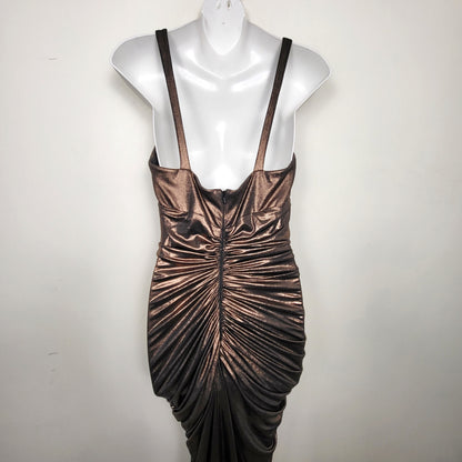 JKZ1 - Betsy Adam metallic copper ruched gown. Size 8