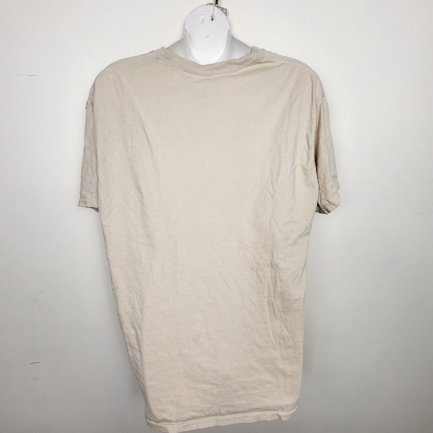 COWN1 - Beige custom made strawberry t-shirt. Size large