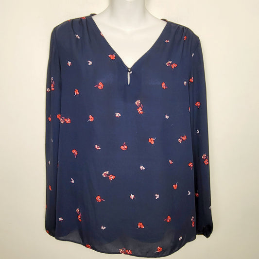 COWN1 - Joe navy floral print pin tuck blouse. Size medium