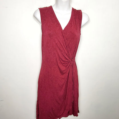 JKZ - Nomads cranberry floral print hemp "Eden" wrap dress. Size small