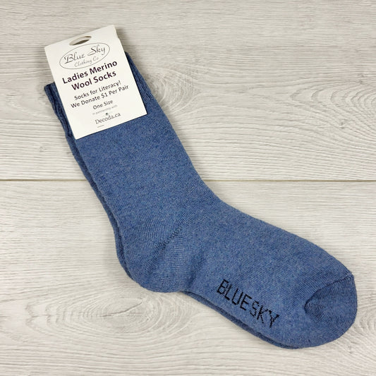 JJON1 - NEW - Blue Sky Merino Wool Socks. One size fits most