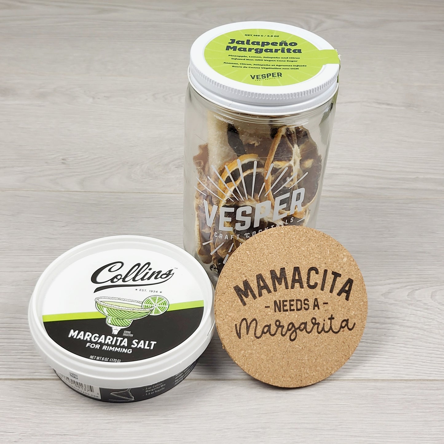JJON1 - Margarita lot (jalapeno margarita mix, coaster and drink rimmer)