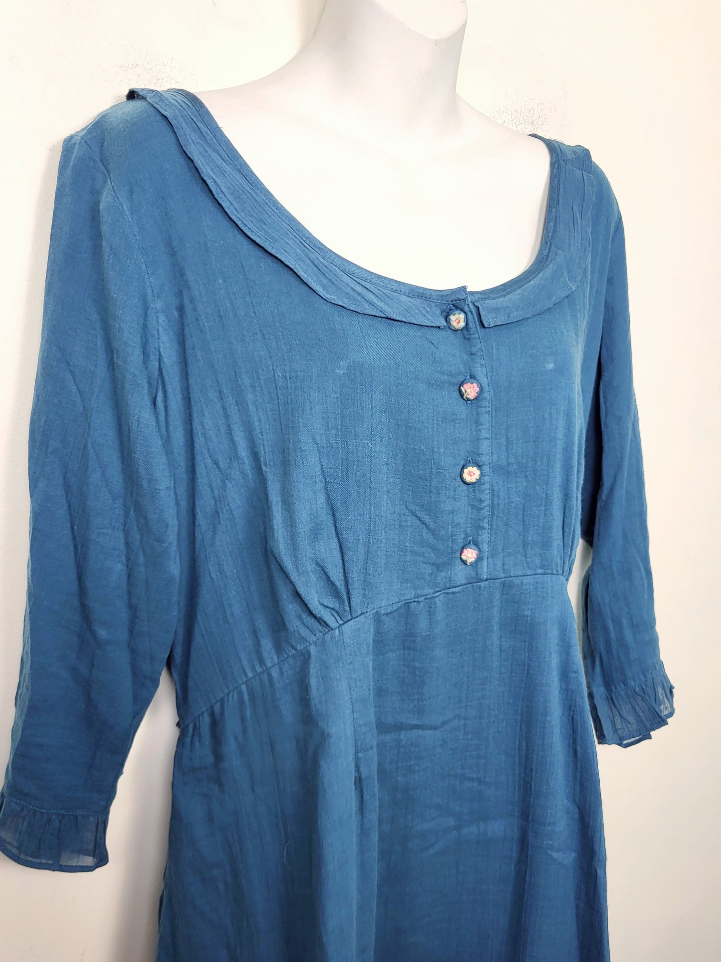 LIRE1 - NEW - April Cornell teal "Emily" dress. Size medium