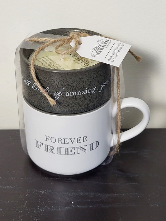 JJON2 - NEW - Pavilion "Forever Friend" Candle & Mug Stackable Set (sorry,no shipping)