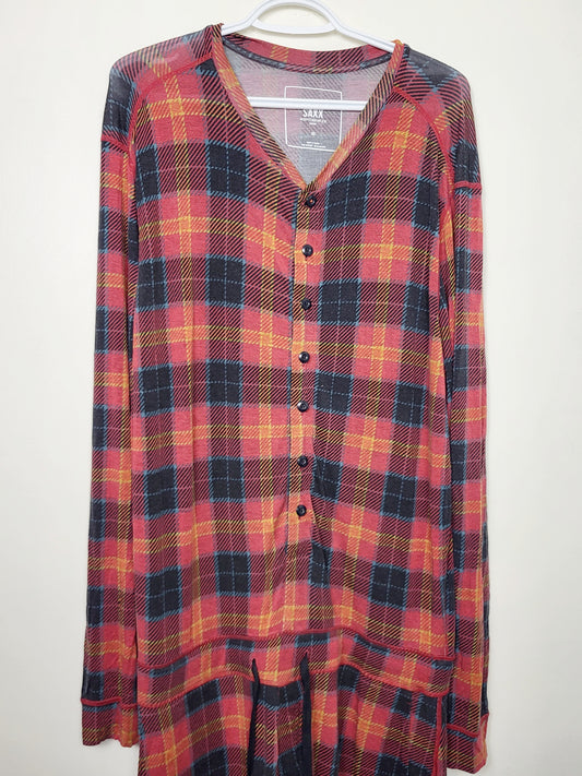 JJON2 - Saxx plaid Nightcrawler onesie. Men's size XL