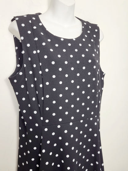JJON2 - Calvin Klein black and white polka dot sleeveless fit and flare dress. Size 14