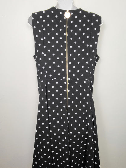 JJON2 - Calvin Klein black and white polka dot sleeveless fit and flare dress. Size 14