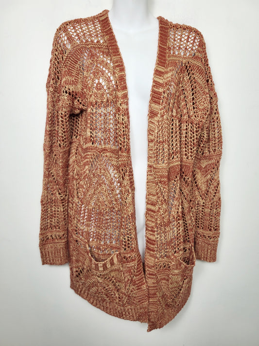 DOKN1 - Grace and Lace open knit cardigan sweater. Sizes like a large