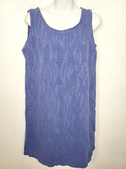 AGLL2 - Neon Buddha textured blue beach dress. Size medium