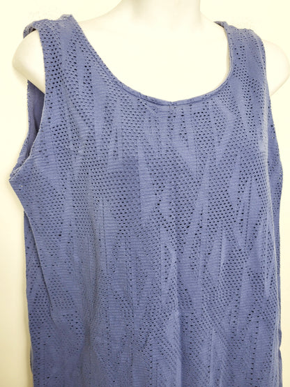 AGLL2 - Neon Buddha textured blue beach dress. Size medium