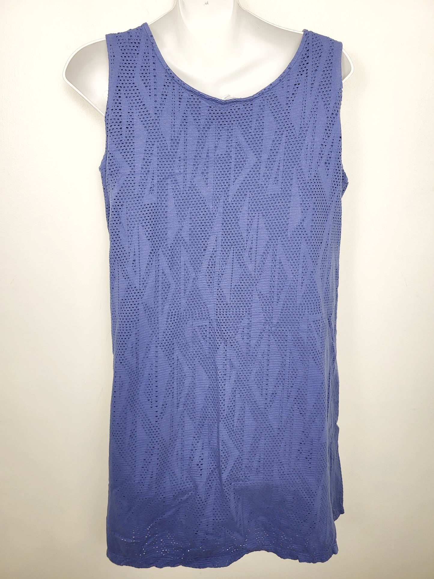 AGLL2 - Neon Buddha textured blue beach dress. Size medium