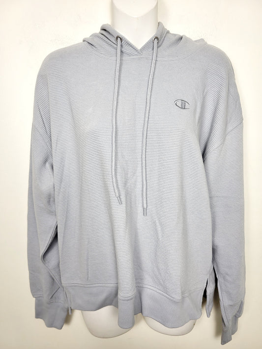 AGLL2 - Champion textured blue-grey pullover hoodie. Size medium
