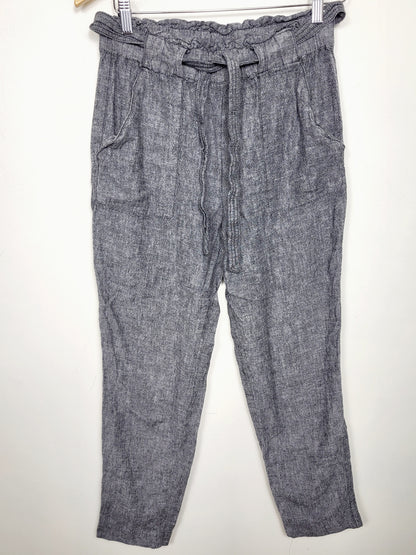 AGLL2 - Dynamite grey high rise rayon/linen blend belt tie wide leg pants. Size small