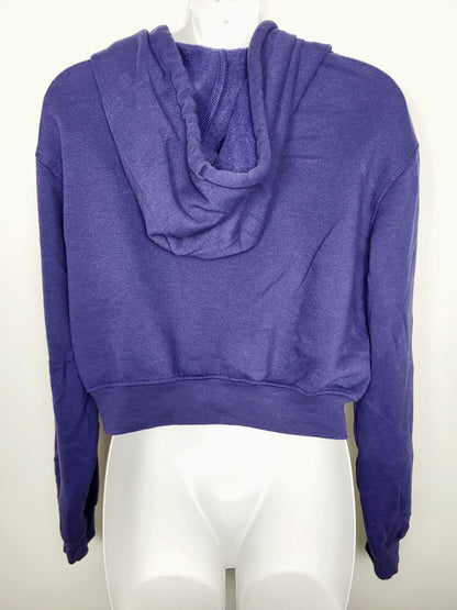AGLL2 - Refuge blue cropped fleecy lined zip up hoodie. Size medium