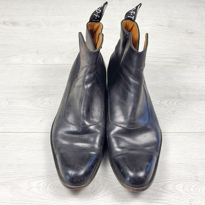 John Fluevog Twin Turbine 1611 First Avenue black Classy Spat Zipper Boots. Men's size 9