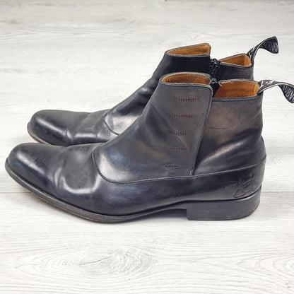 John Fluevog Twin Turbine 1611 First Avenue black Classy Spat Zipper Boots. Men's size 9