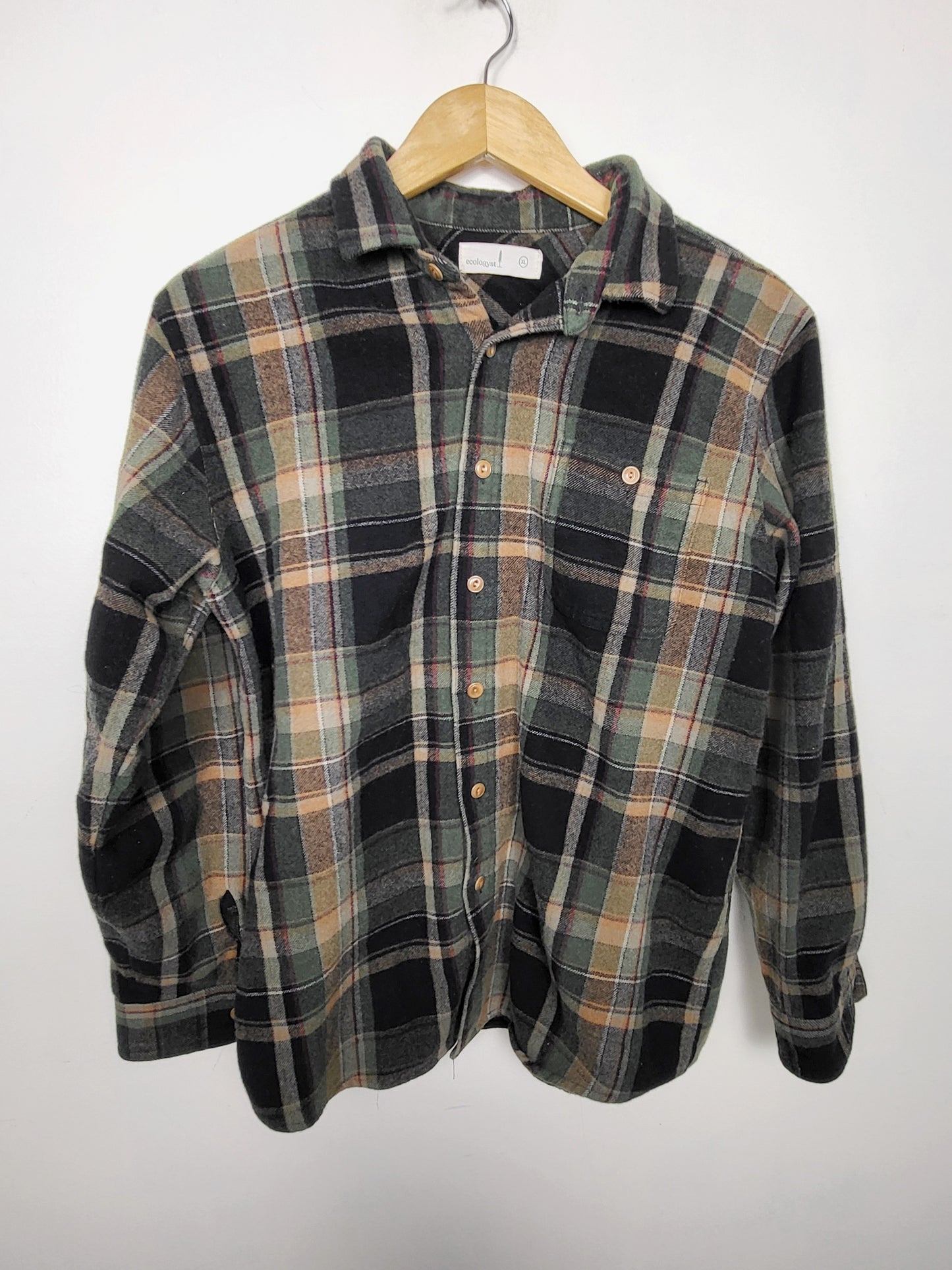 KLJ2 - The Ecologyst wool plaid button down shirt. Women's XL (or men's L)