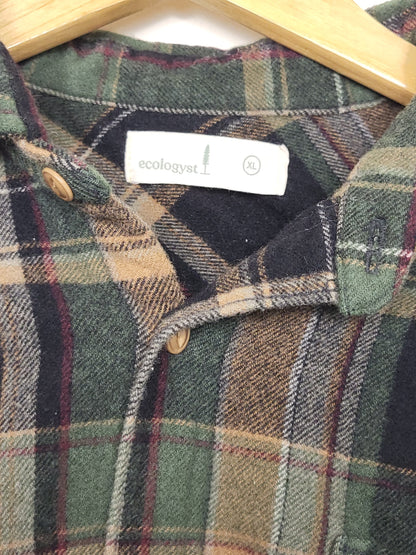KLJ2 - The Ecologyst wool plaid button down shirt. Women's XL (or men's L)