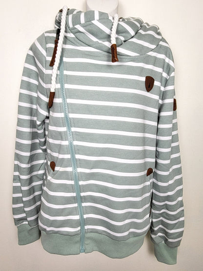 KHW1 - Wanakome Artemis hoodie in green bay striped pattern. Size medium