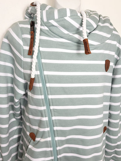 KHW1 - Wanakome Artemis hoodie in green bay striped pattern. Size medium