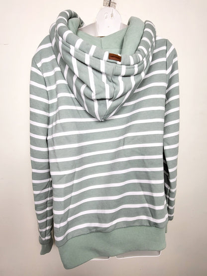 KHW1 - Wanakome Artemis hoodie in green bay striped pattern. Size medium