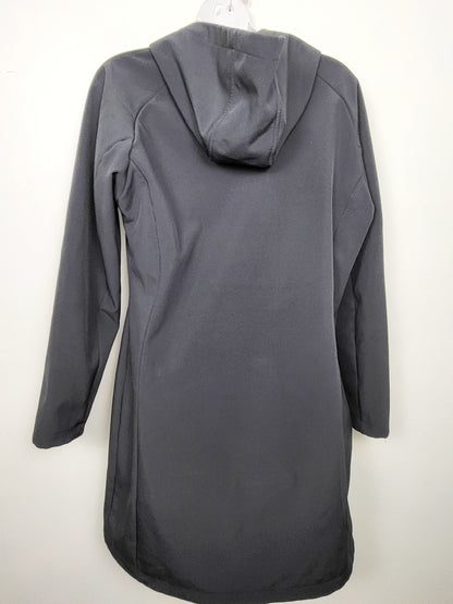 KHW2 - MEC black hooded slim fit Barbizon rain jacket. Ladies size medium