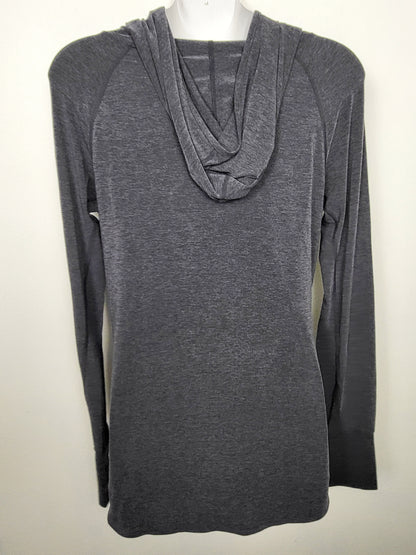 KHW - Gap Fit grey hooded "Breathe" active top. Size medium