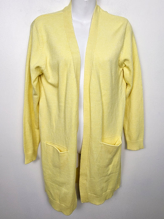KHW2 - NEW - B. Young lemon coloured "Feeling Good" open cardigan. Size medium