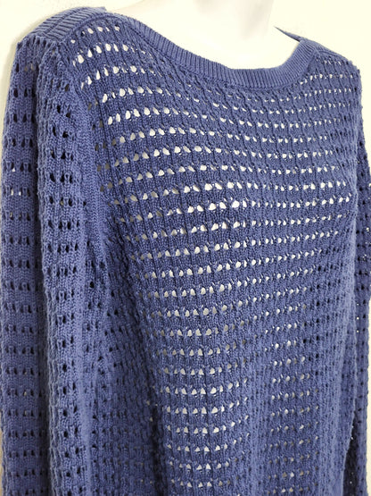 TRCA1 - RW and Co navy open knit sweater. Size large