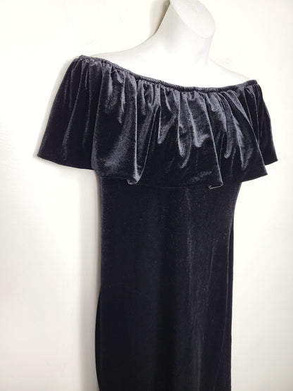 JLMB1 - NEW - B.Young black velvet off the shoulder dress. Size medium