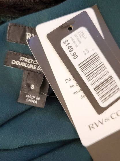 JLMB1 - NEW - RW and Co black lace halter fit n flare gown. Size 8