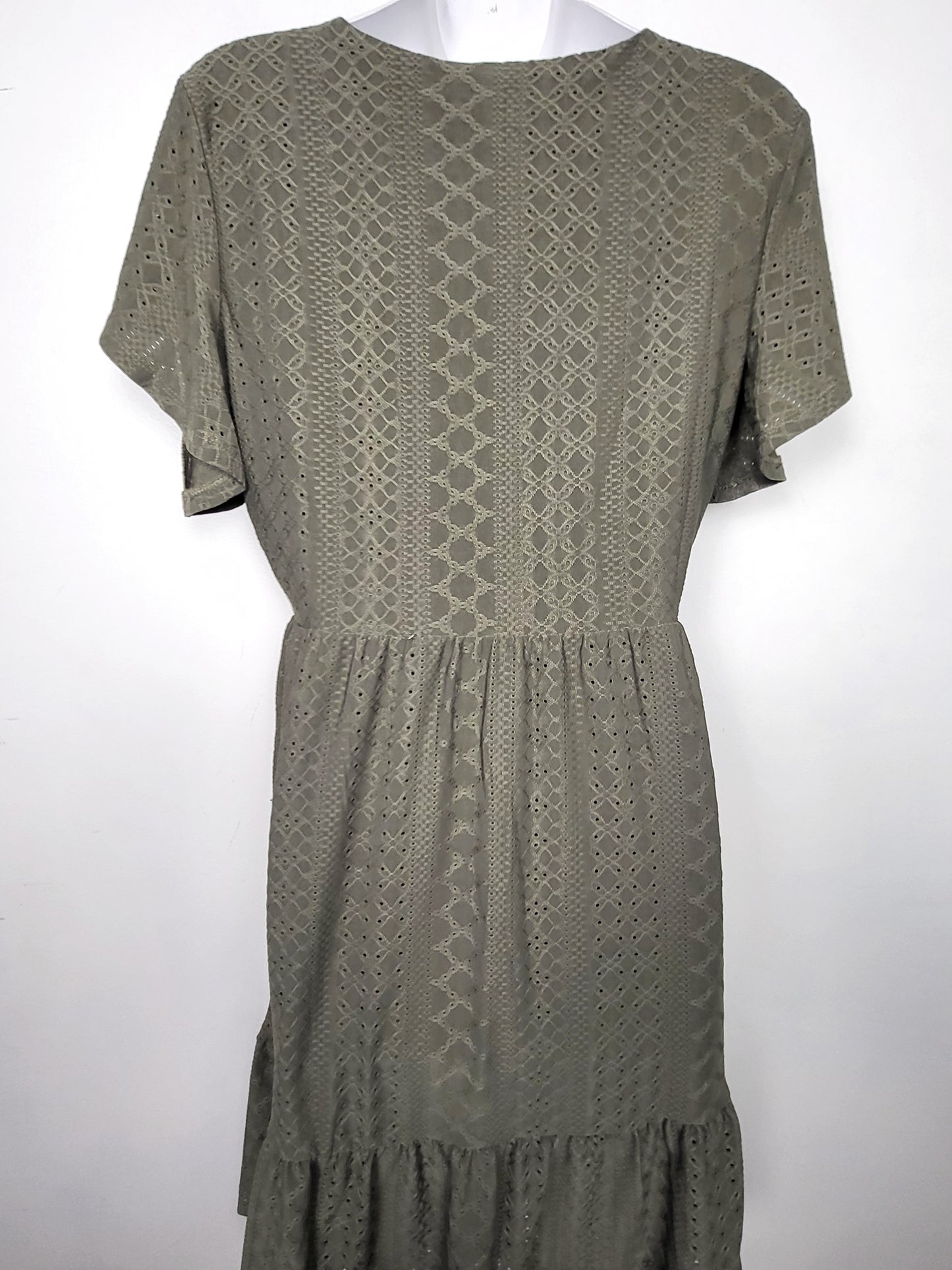 JLMB1 - Only olive green "Sandra" eyelet dress. Size medium